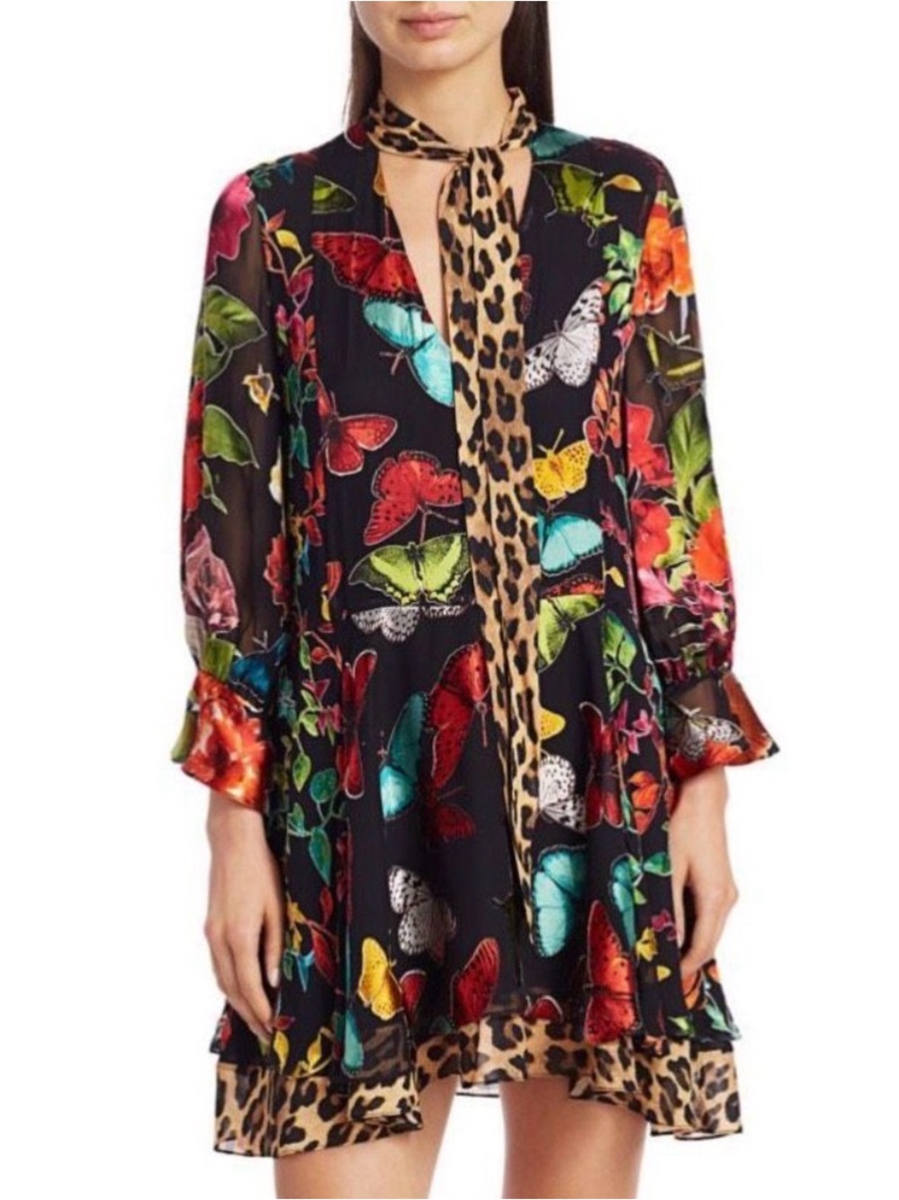 Alice + Olivia Moore Dress with 
 Butterfly Leopard Print Shirt Dress